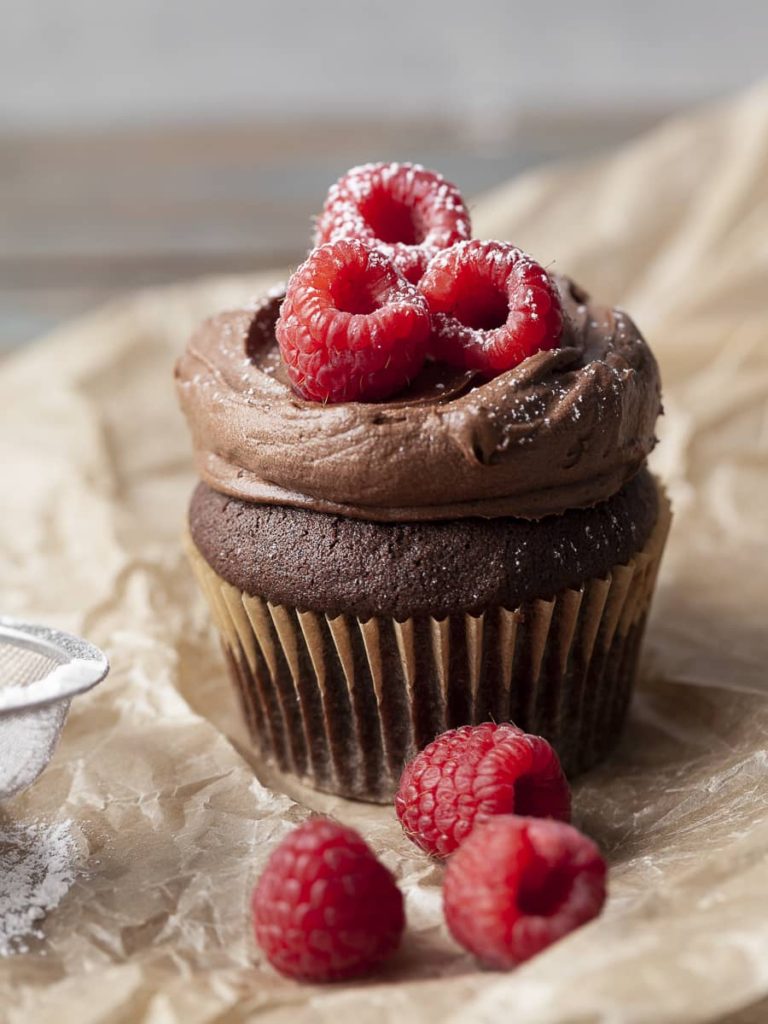 Gluten Free Chocolate Cupcake with Raspberry
