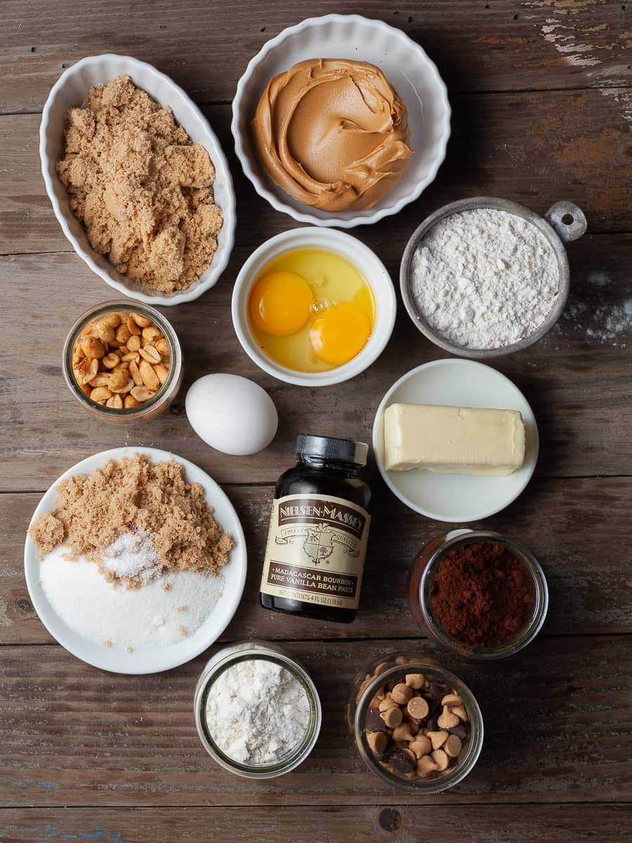 Ingredients to make peanut butter brookies