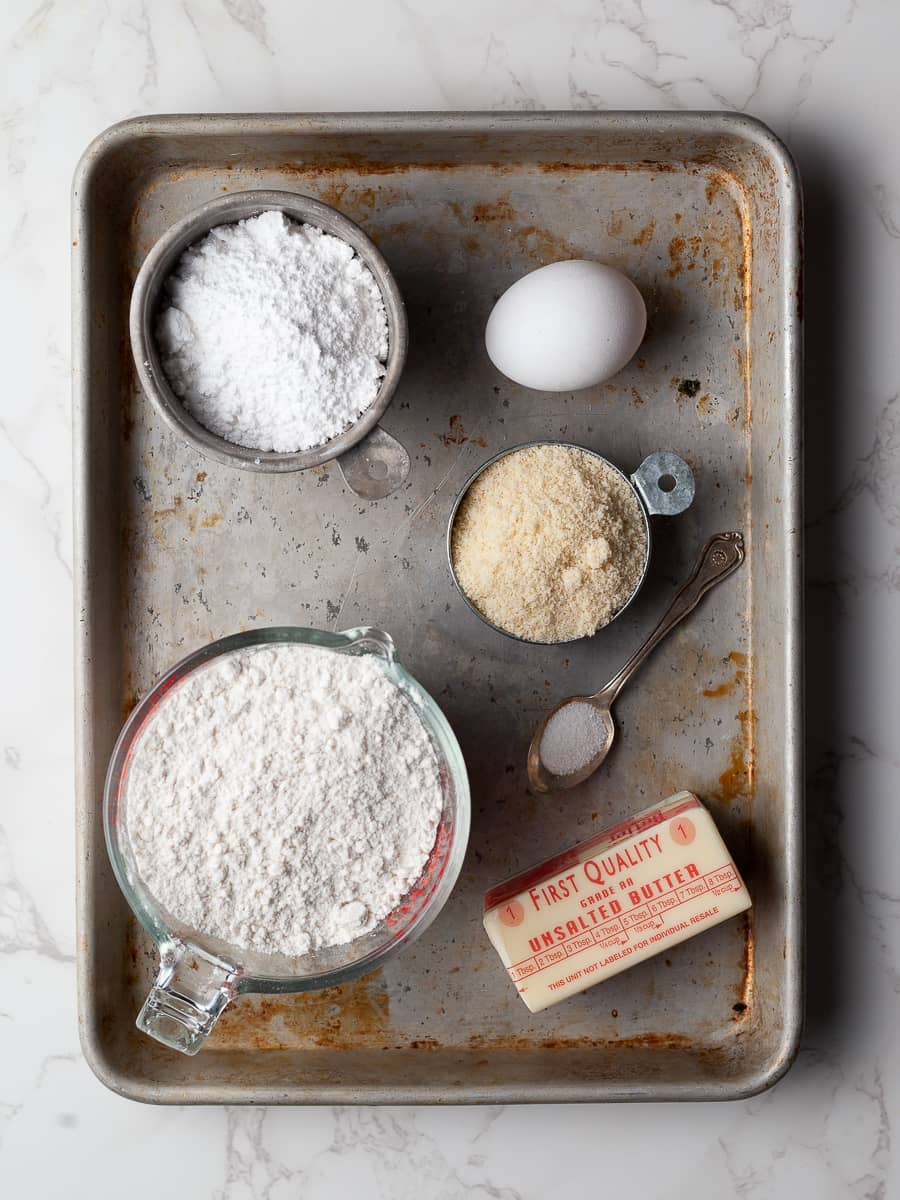 Ingredients to make gluten free pate sablee