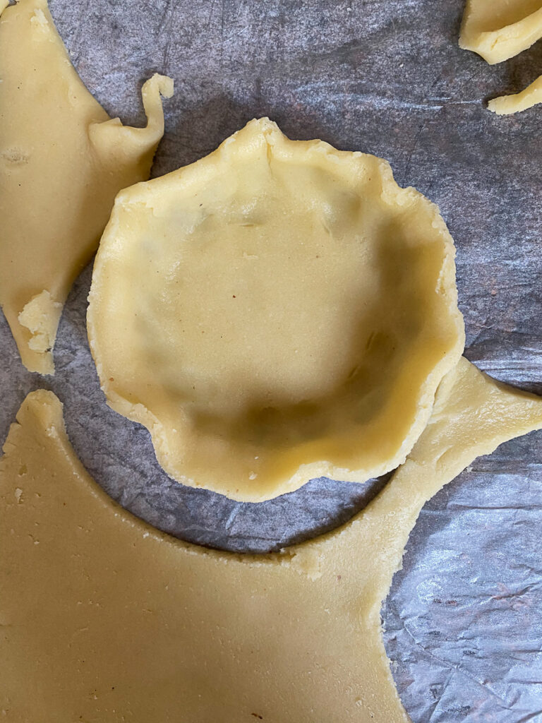 Pastry dough laid in the tart shell