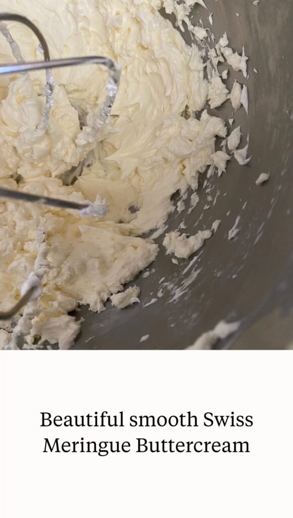 With mixer on medium-low speed, add the butter a few tablespoons at a time, mixing well after each addition. Once all butter has been added, whisk in vanilla. 