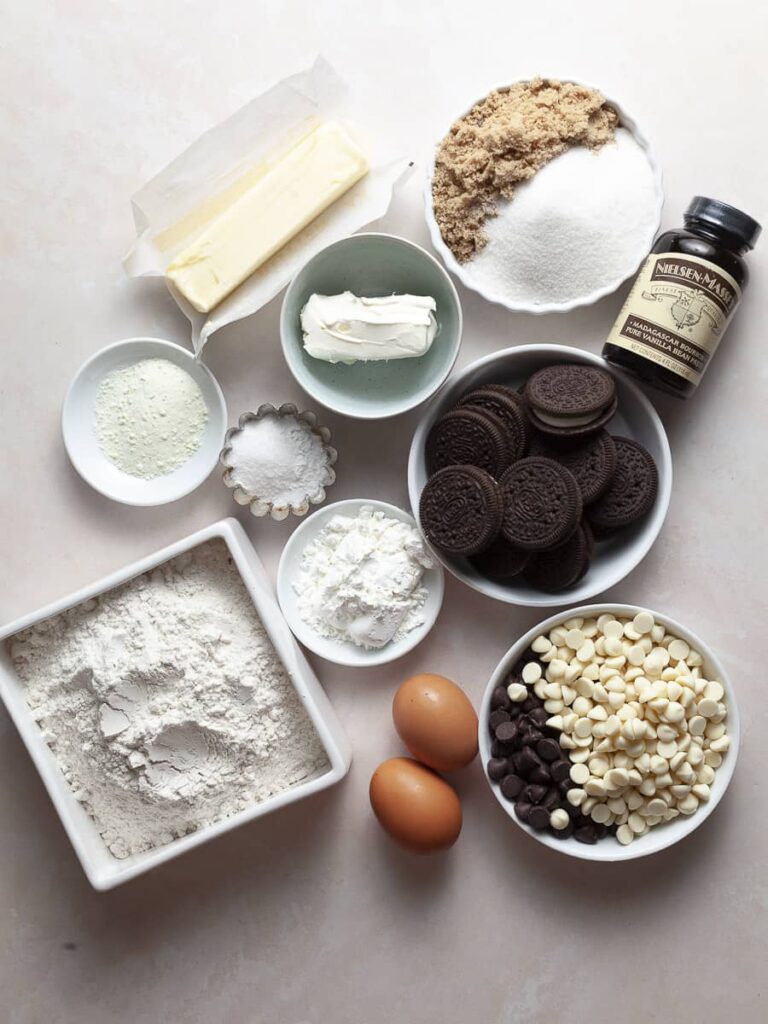 ingredients for levain cookies and cream cookies