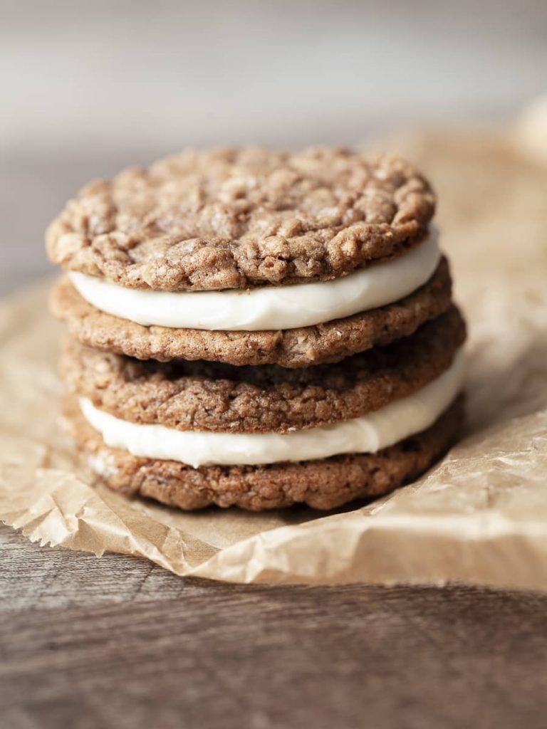 a stack of oatmeal cream pies