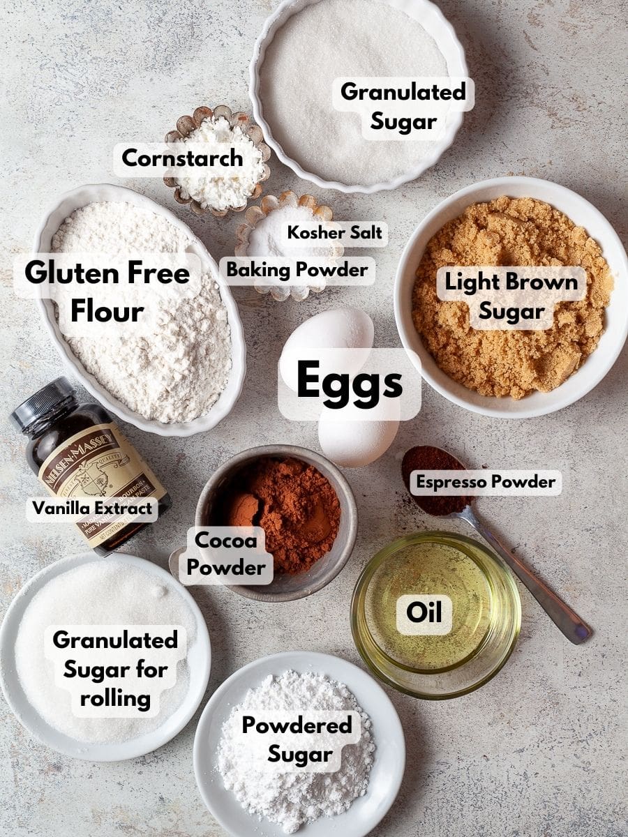 Ingredients to make gluten free chocolate crinkles
