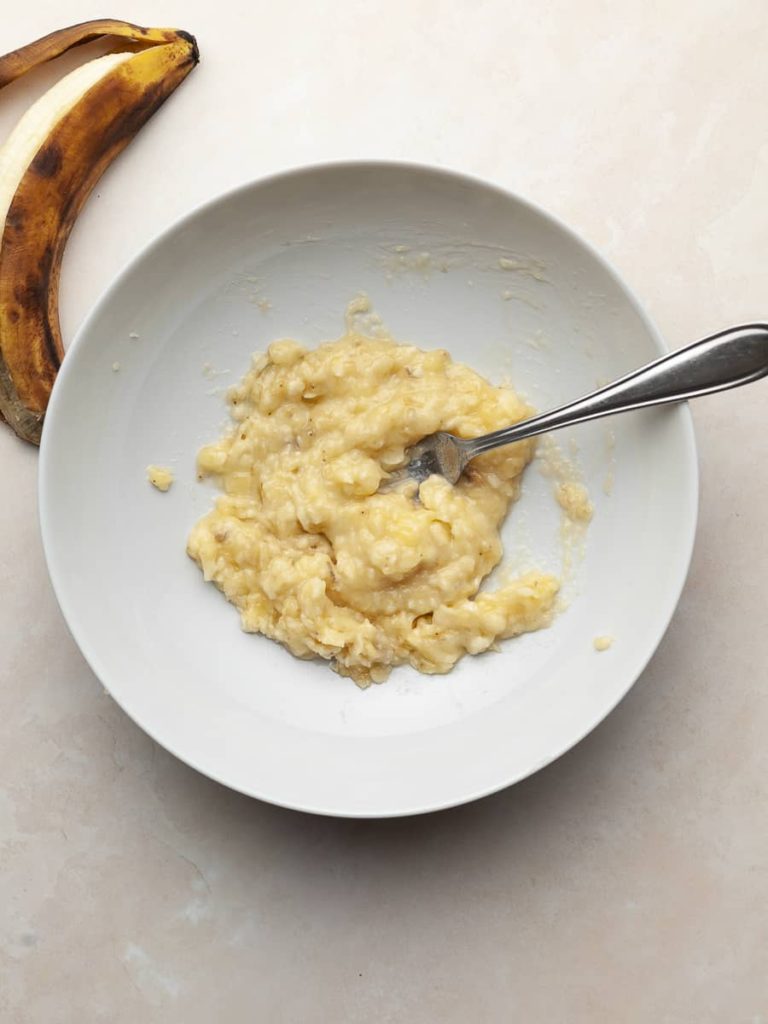 mashed up bananas in a bowl