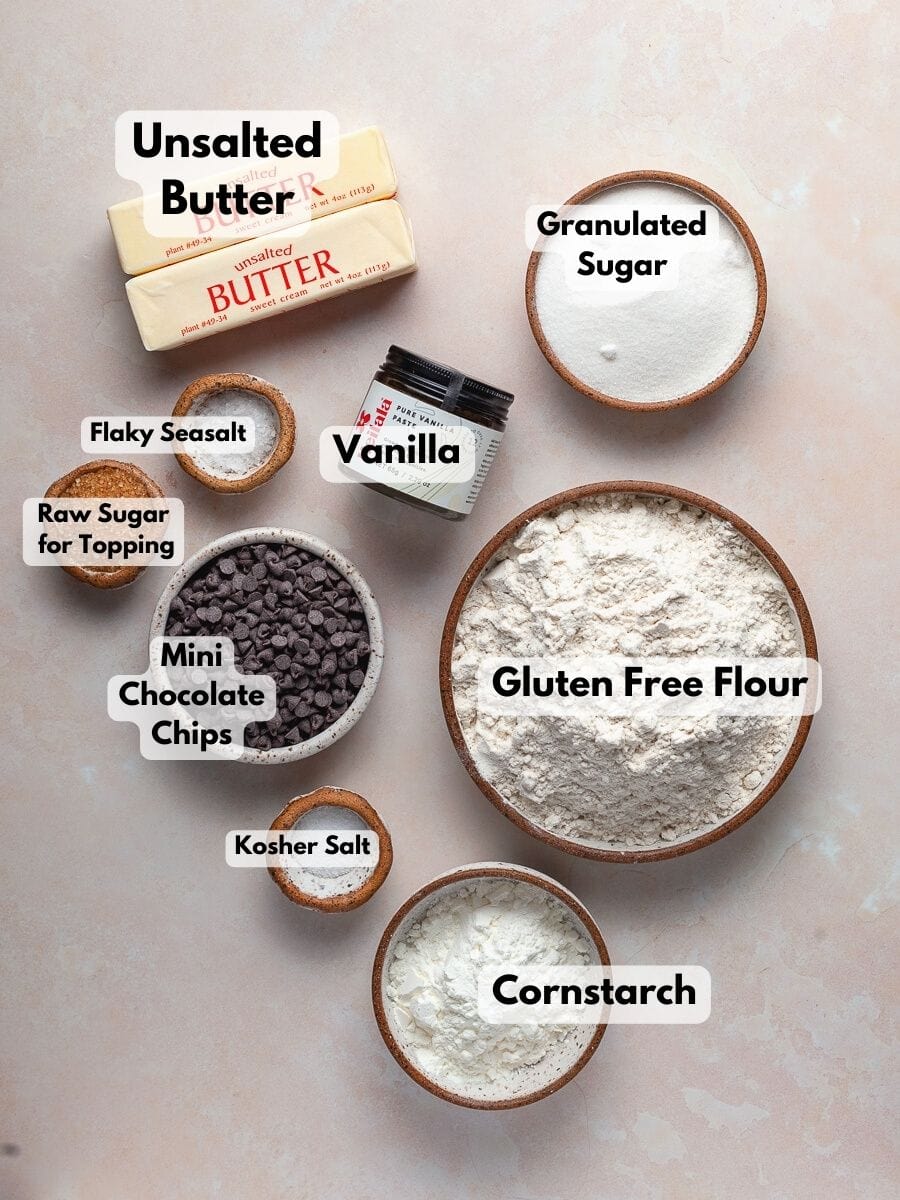ingredients needed to make gluten free shortbread cookies
