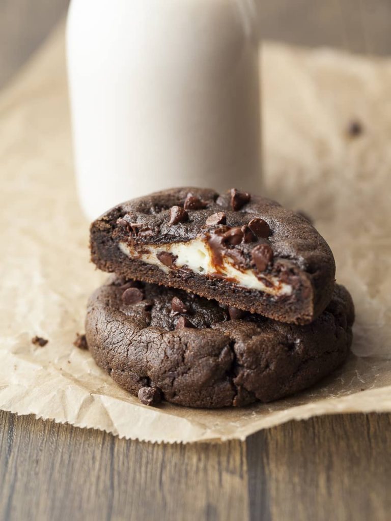cheesecake filled chocolate cookies, made with gluten free ingredients