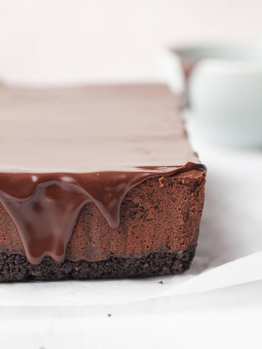 a decadent dark chocolate cheesecake