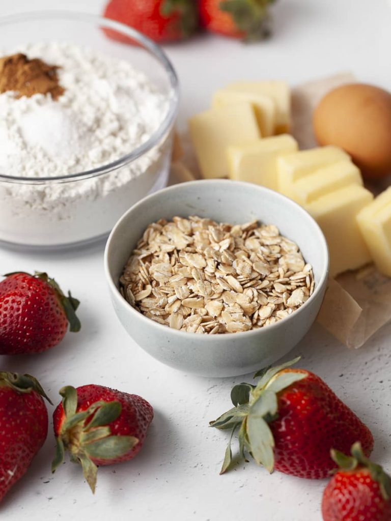 Ingredients needed to make gluten free strawberry bars