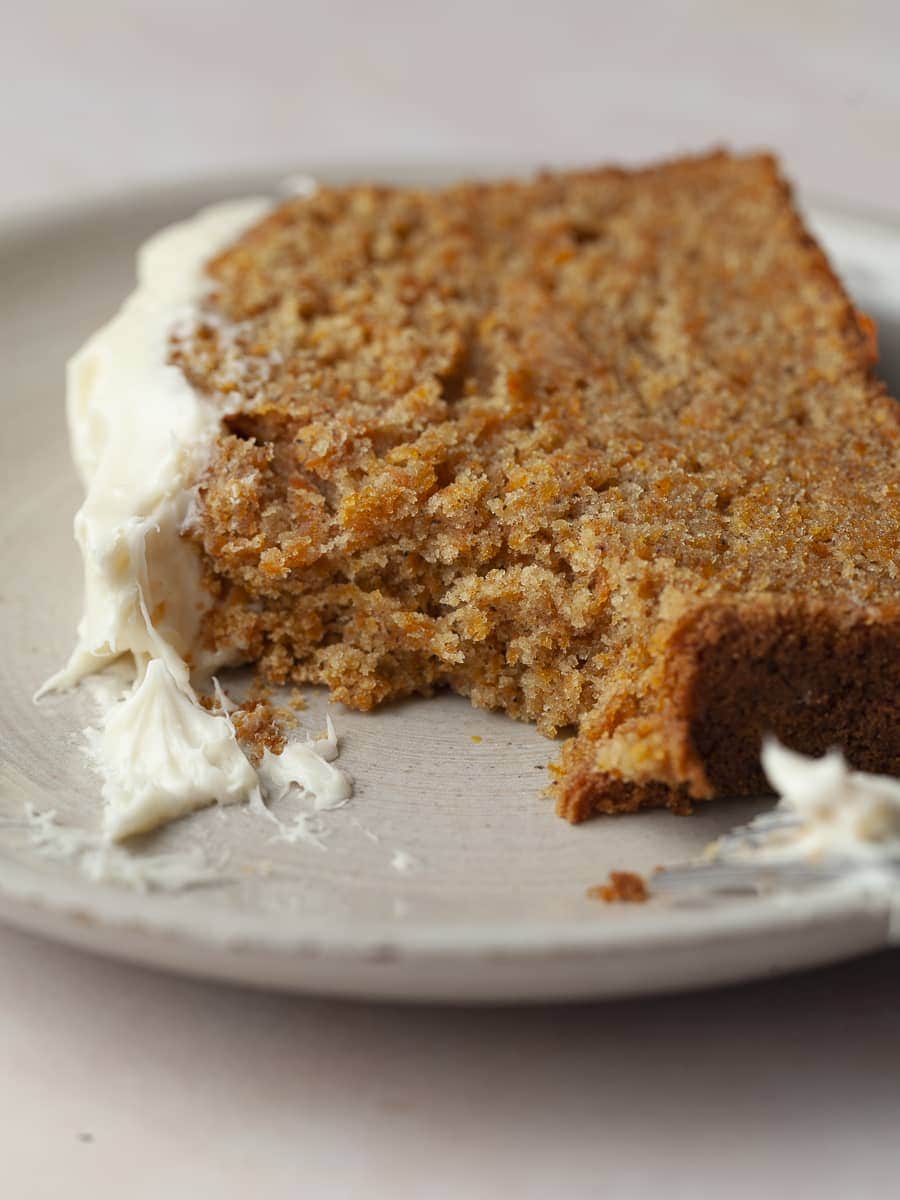 Gluten Free Carrot cake Bread with maple cream cheese frosting