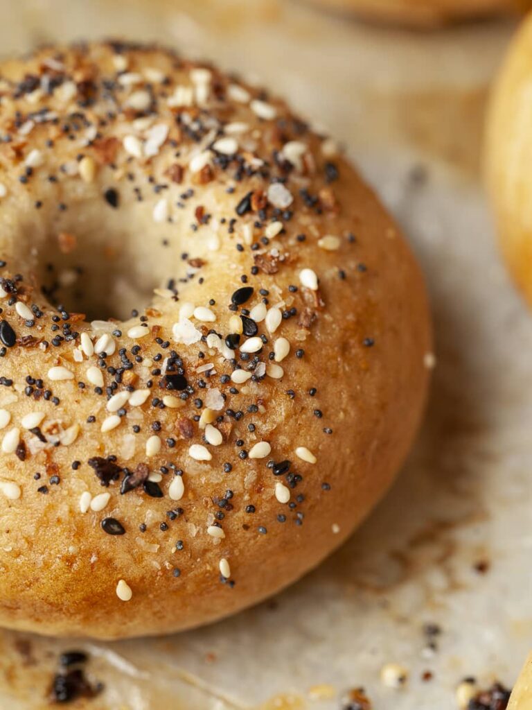 everything but the bagel seasoning on a gluten free bagel, gluten-free bagels