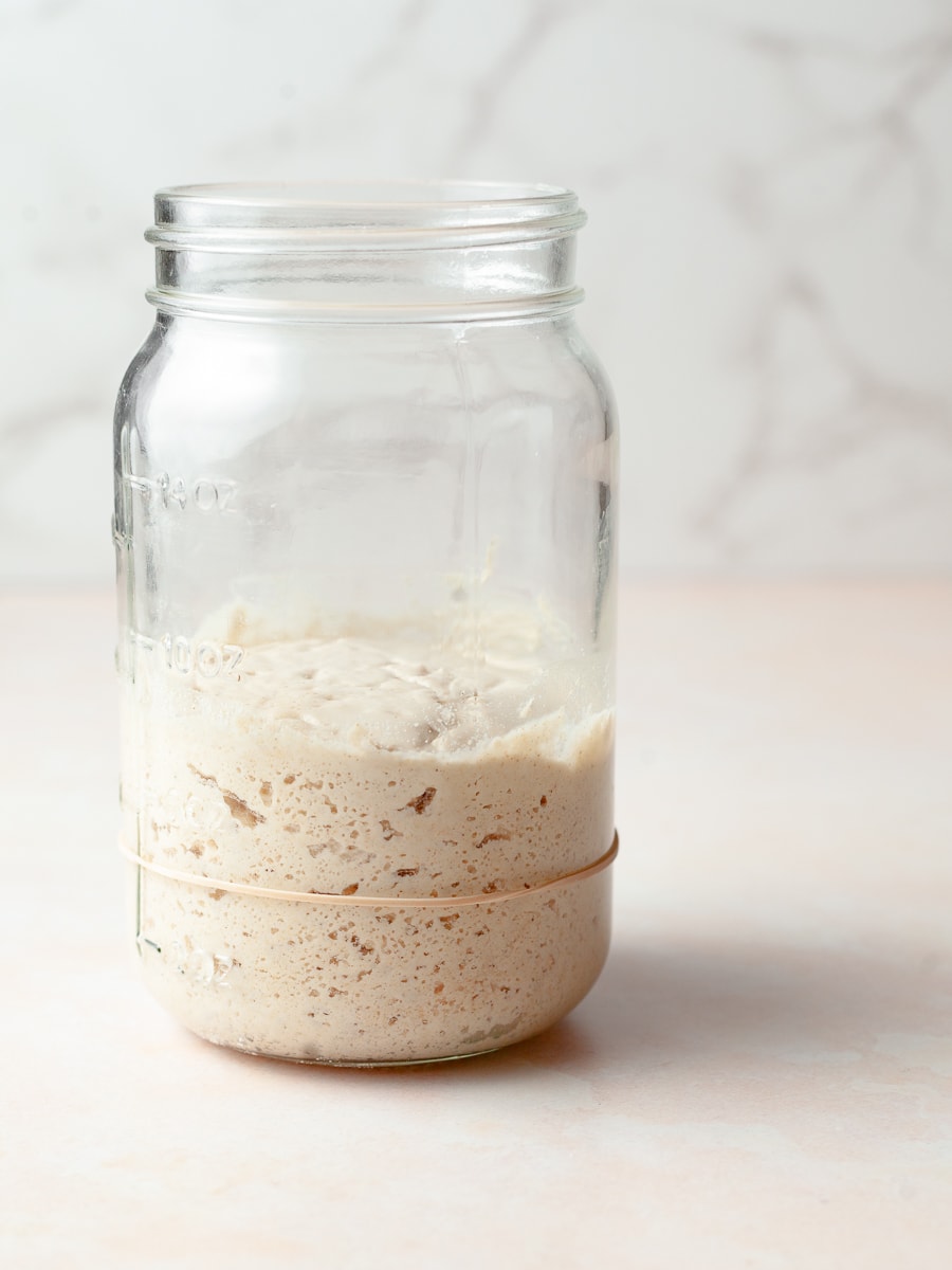 gluten free sourdough starter in a mason jar