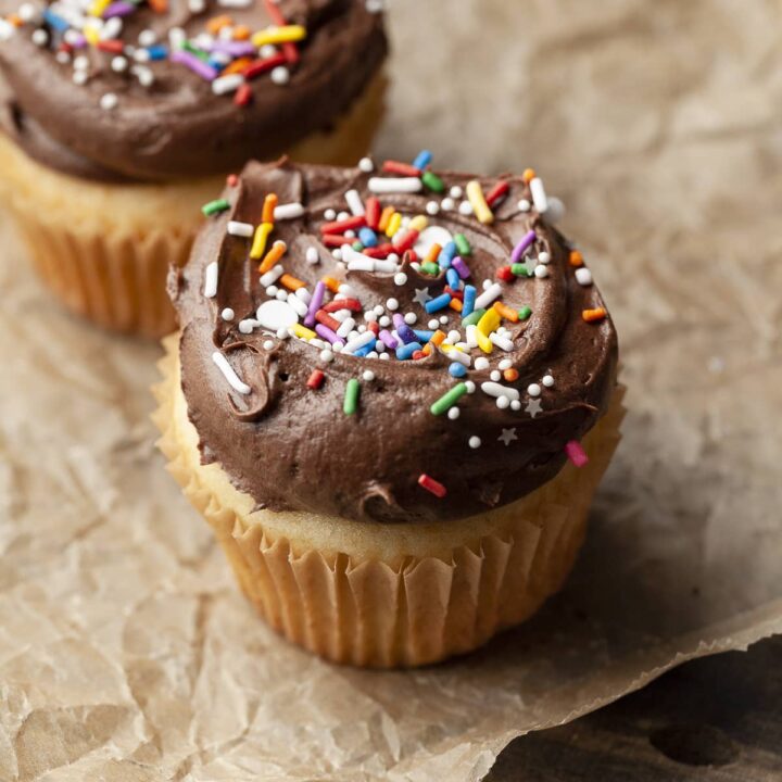 gluten free vanilla cupcakes with chocolate buttercream