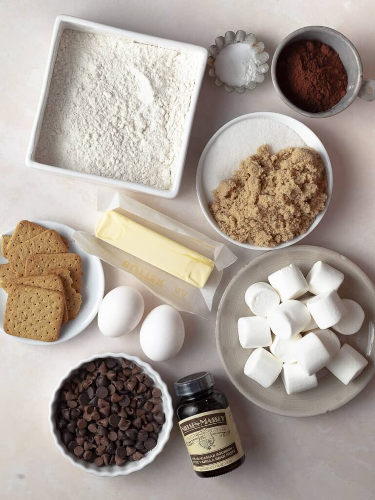 ingredients to make gluten free chocolate marshmallow cookies