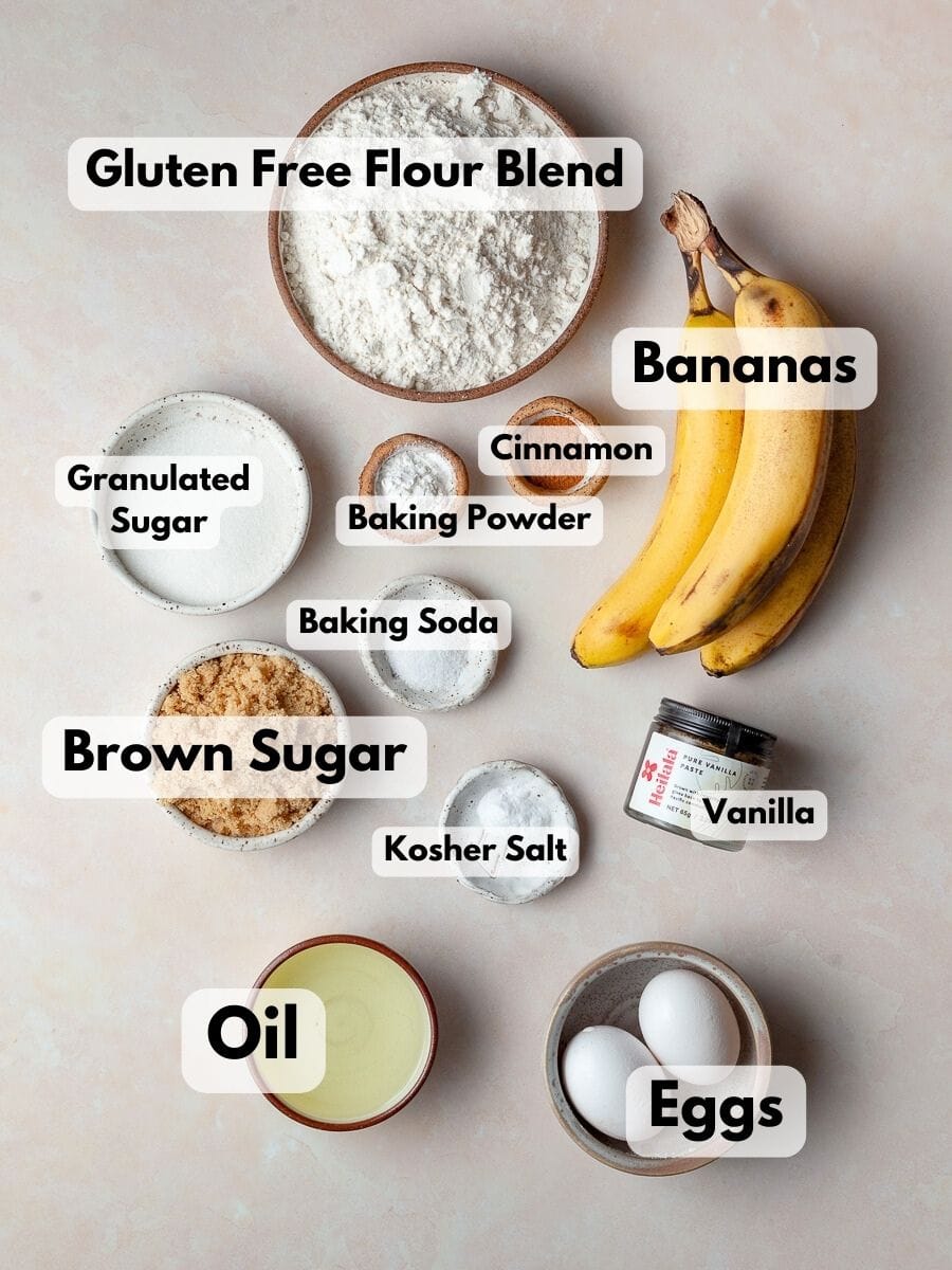 a tray with ingredients to make an easy gluten free banana bread