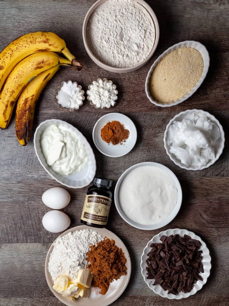 Ingredients to make Gluten Free Banana Muffins