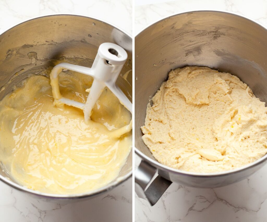 a collage showing two photos on how to make gluten free lemon cookie dough