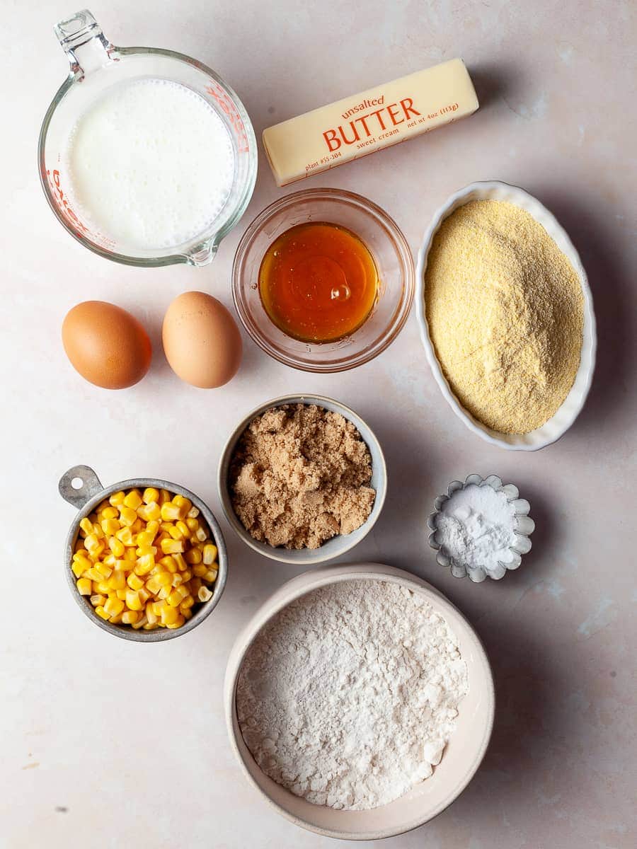 Ingredients needed to make gluten free corn muffins