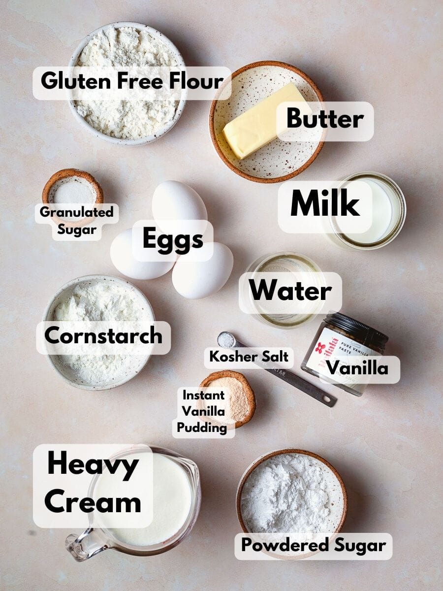 ingredients needed to make gluten free cream puffs
