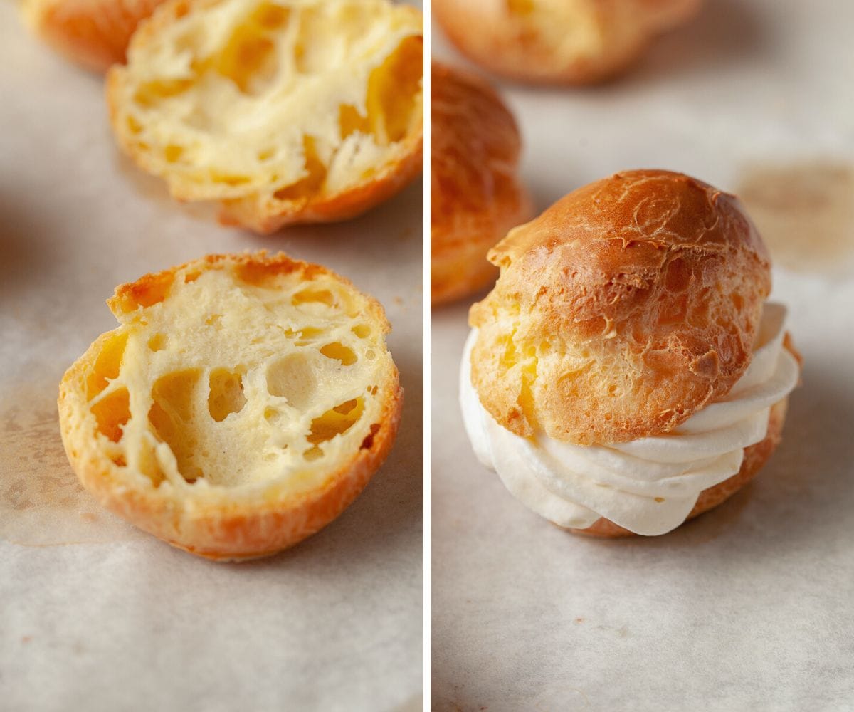 cooled and filled gluten free cream puffs