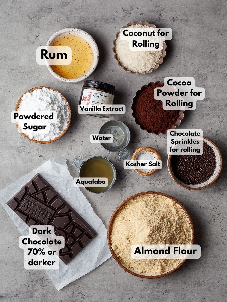 ingredients needed to make gluten free rum balls