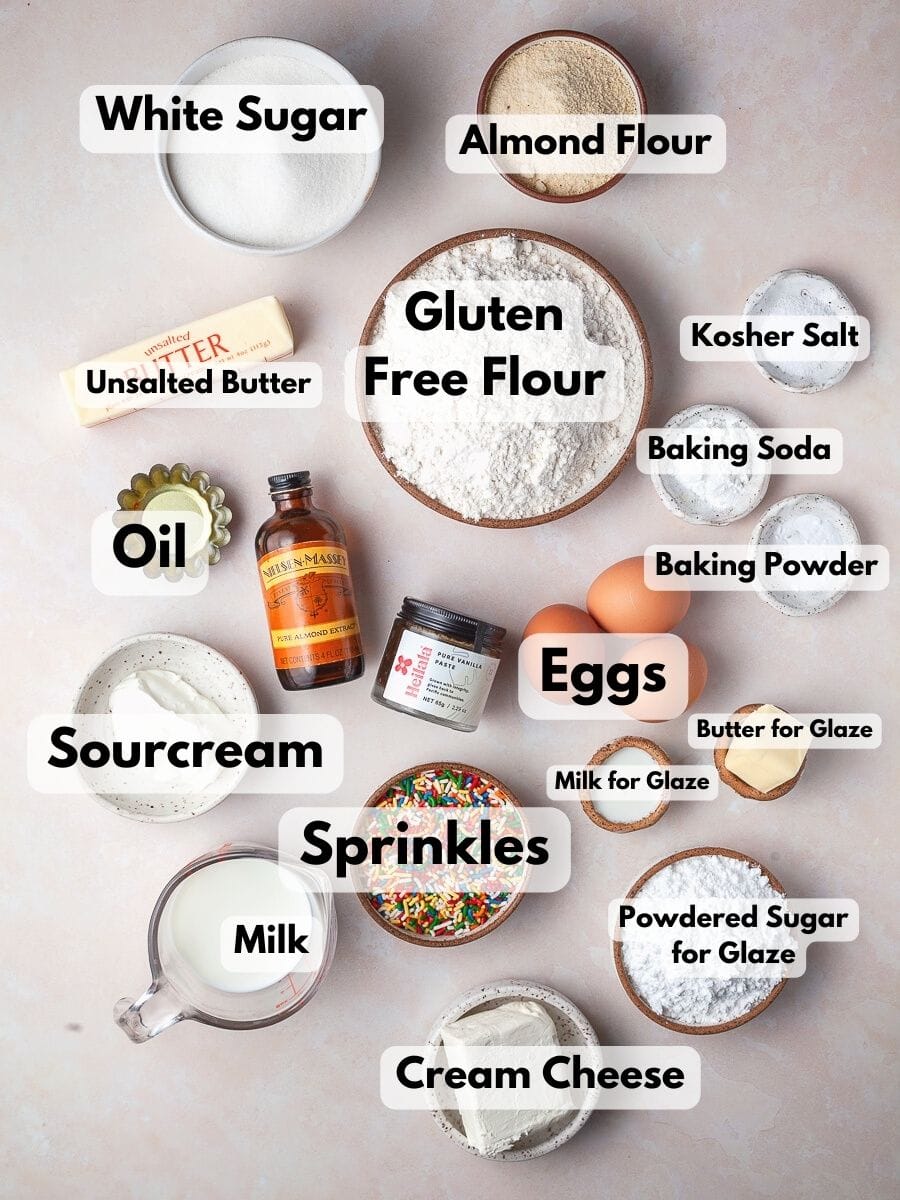 Ingredients to make Gluten Free Funfetti Cake