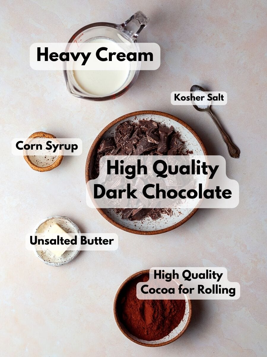 ingredients needed to make gluten free dark chocolate truffles