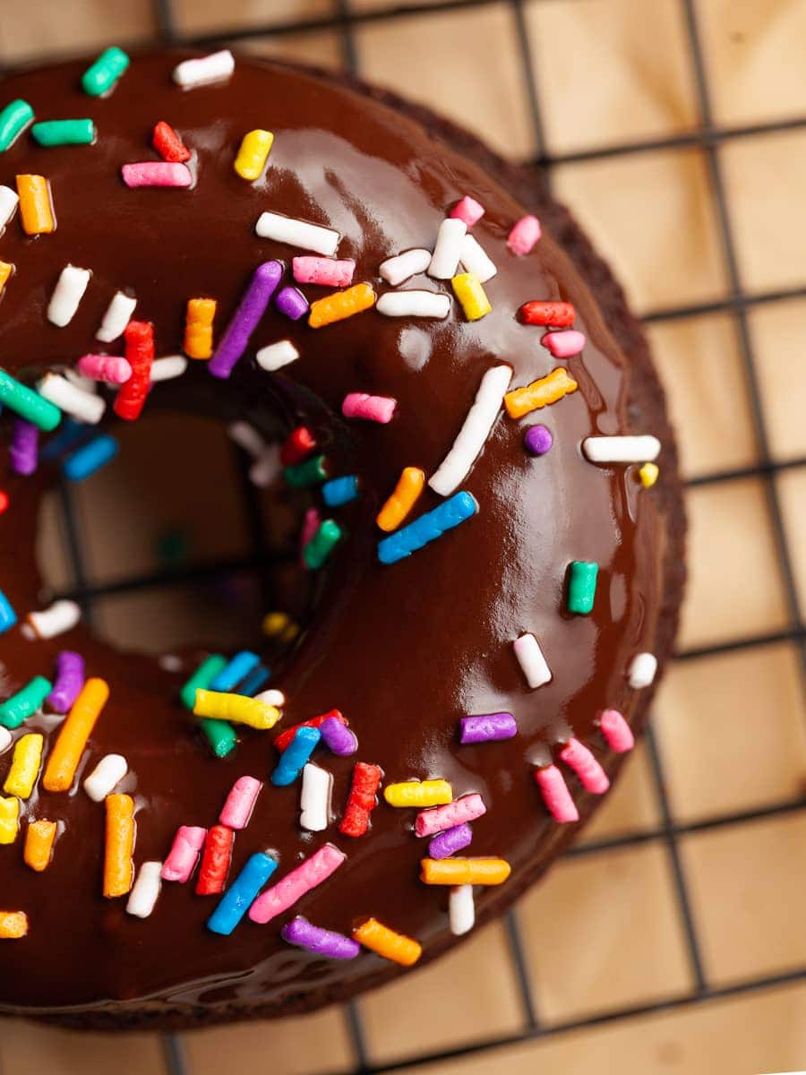 Gluten Free Vegan Donuts  with chocolate glaze and sprinkles