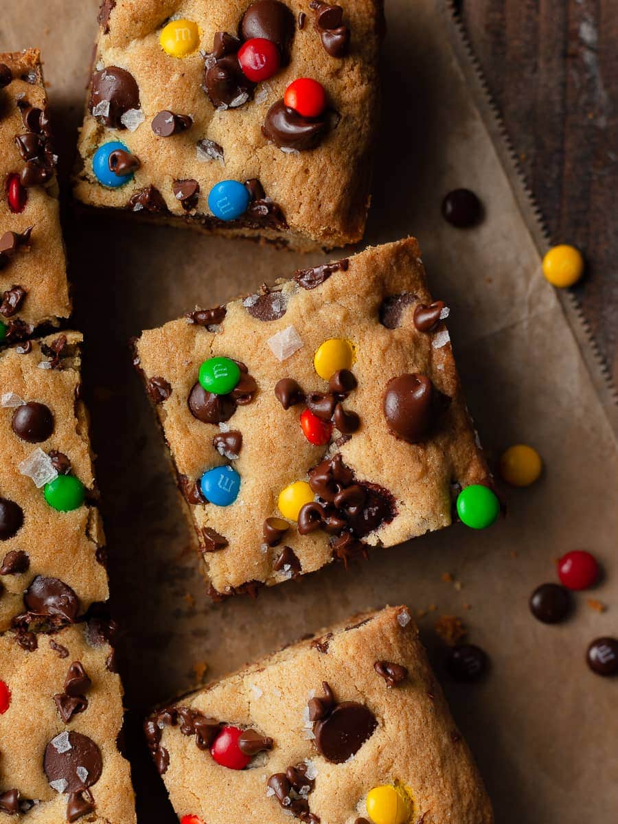 Gluten Free Cookie Bars with M&Ms