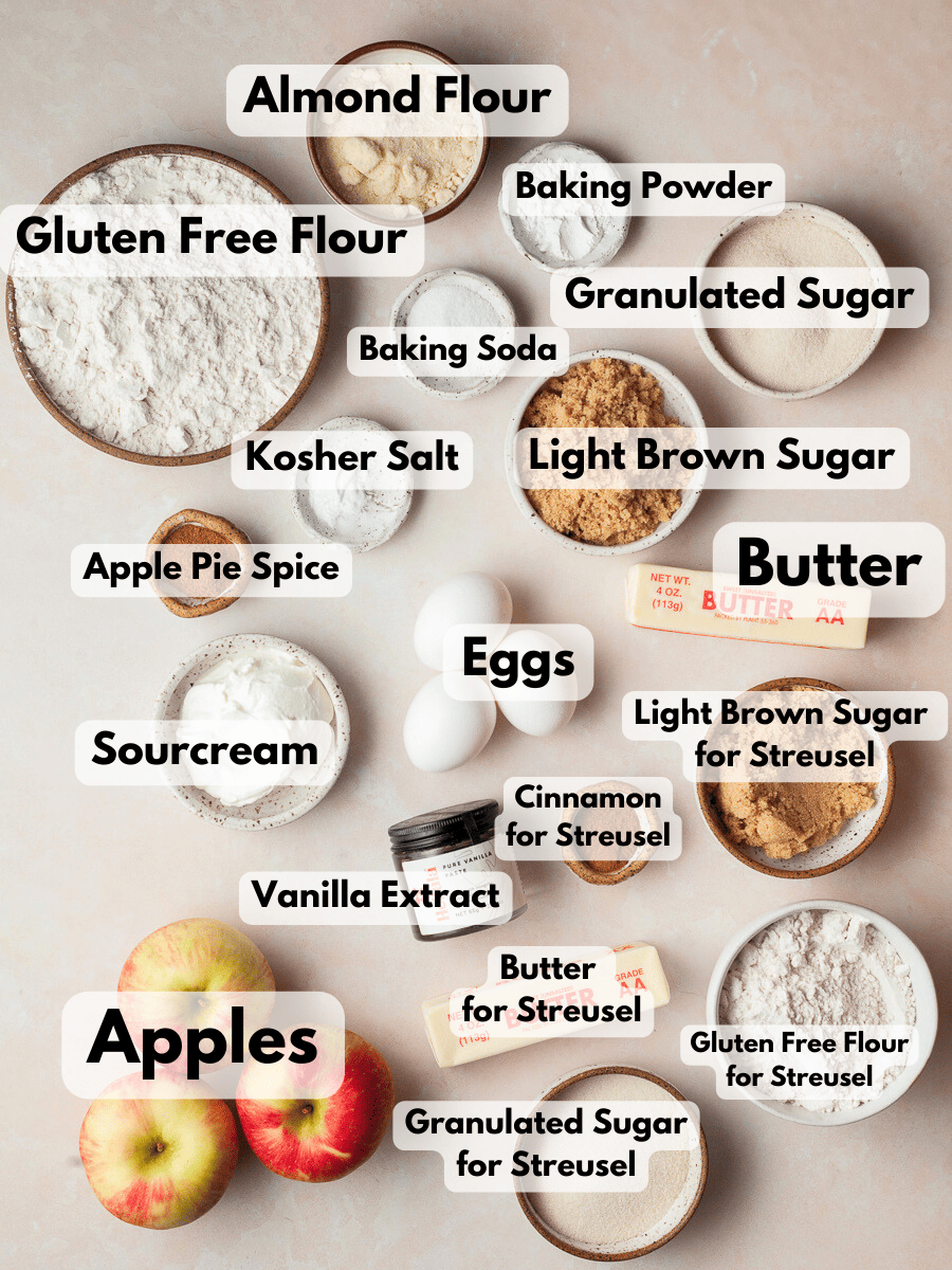 Ingredients to make Gluten Free Apple Crumb Cake