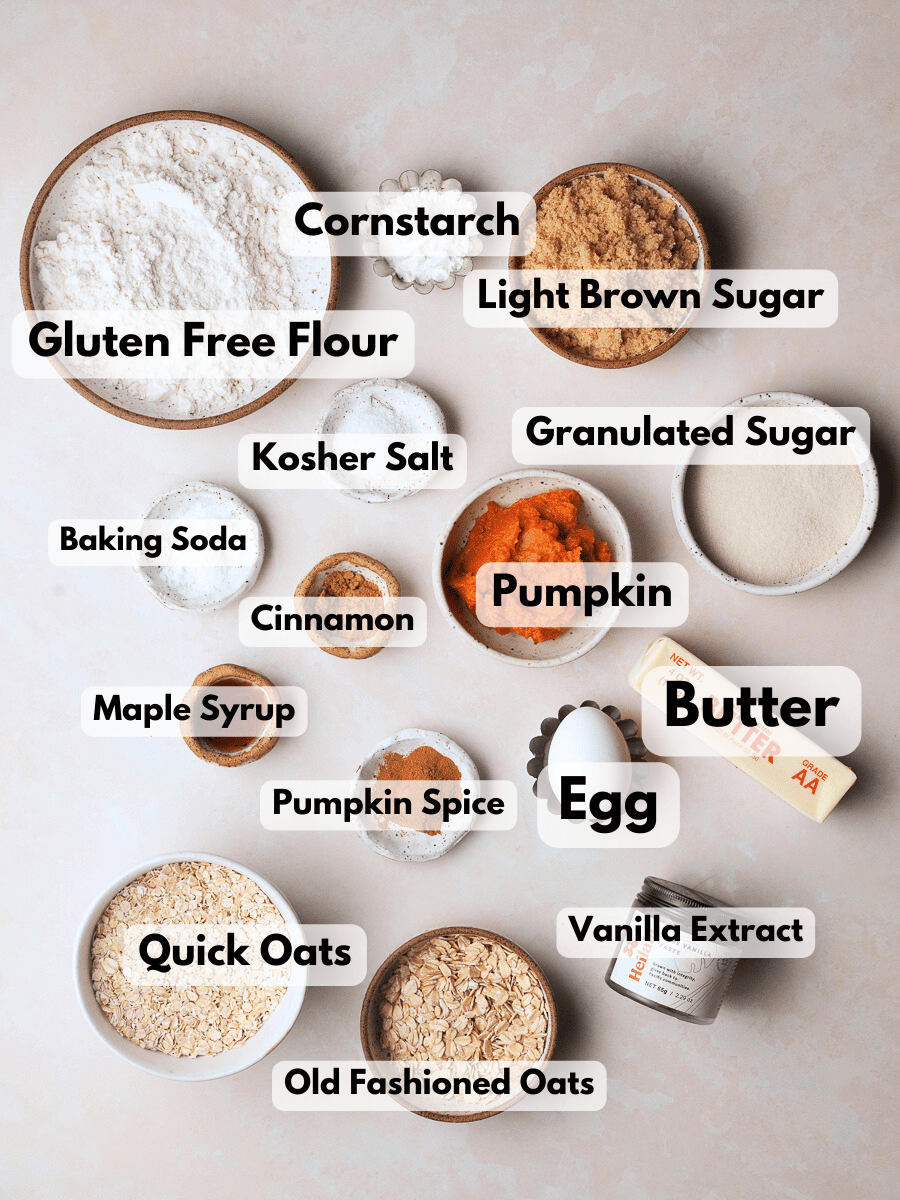 ingredients needed tp make pumpkin oatmeal cookies