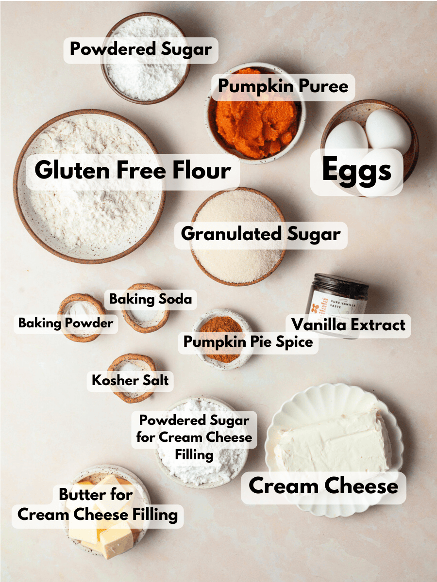 ingredients needed to make gluten free pumpkin cake roll