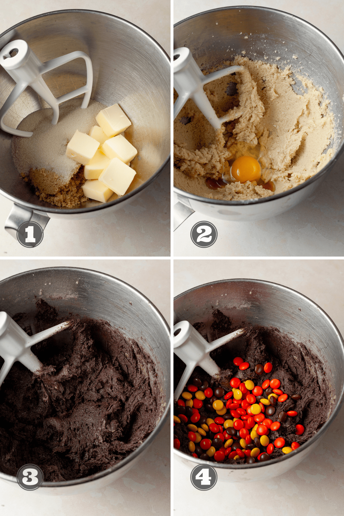 step by step instructions how to make Gluten Free Reese's Pieces Cookies
