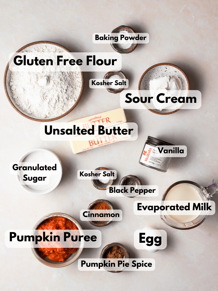 a collage of ingredients needed to make mini pumpkin pies