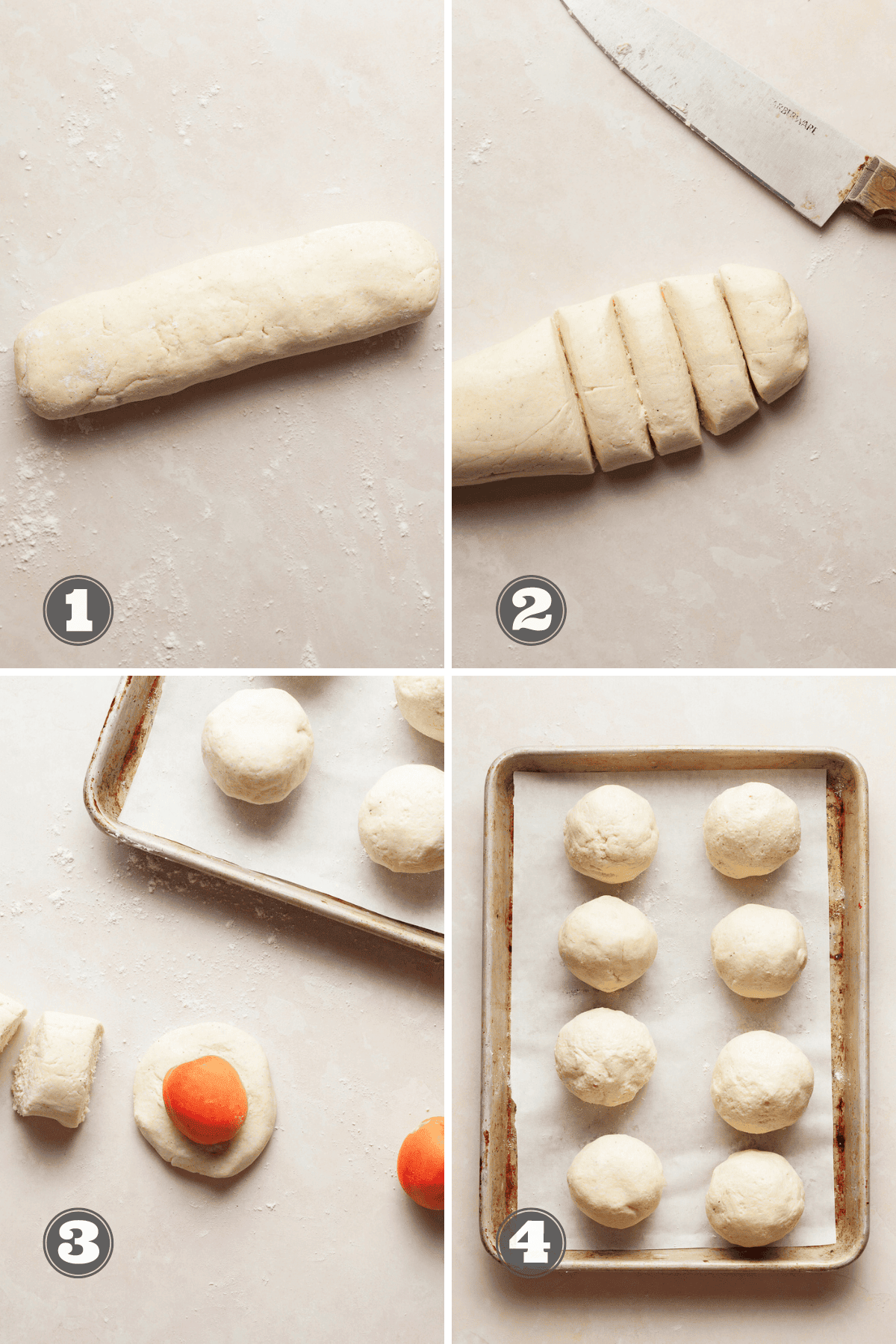 step by step collage how to shape gluten free marillenknodel, austrian apricot dumplings