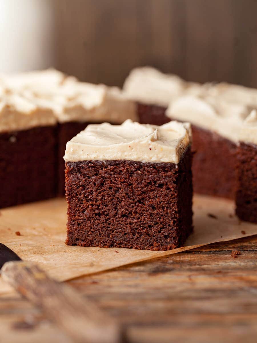 spiced chocolate cake with cream cheese frosting