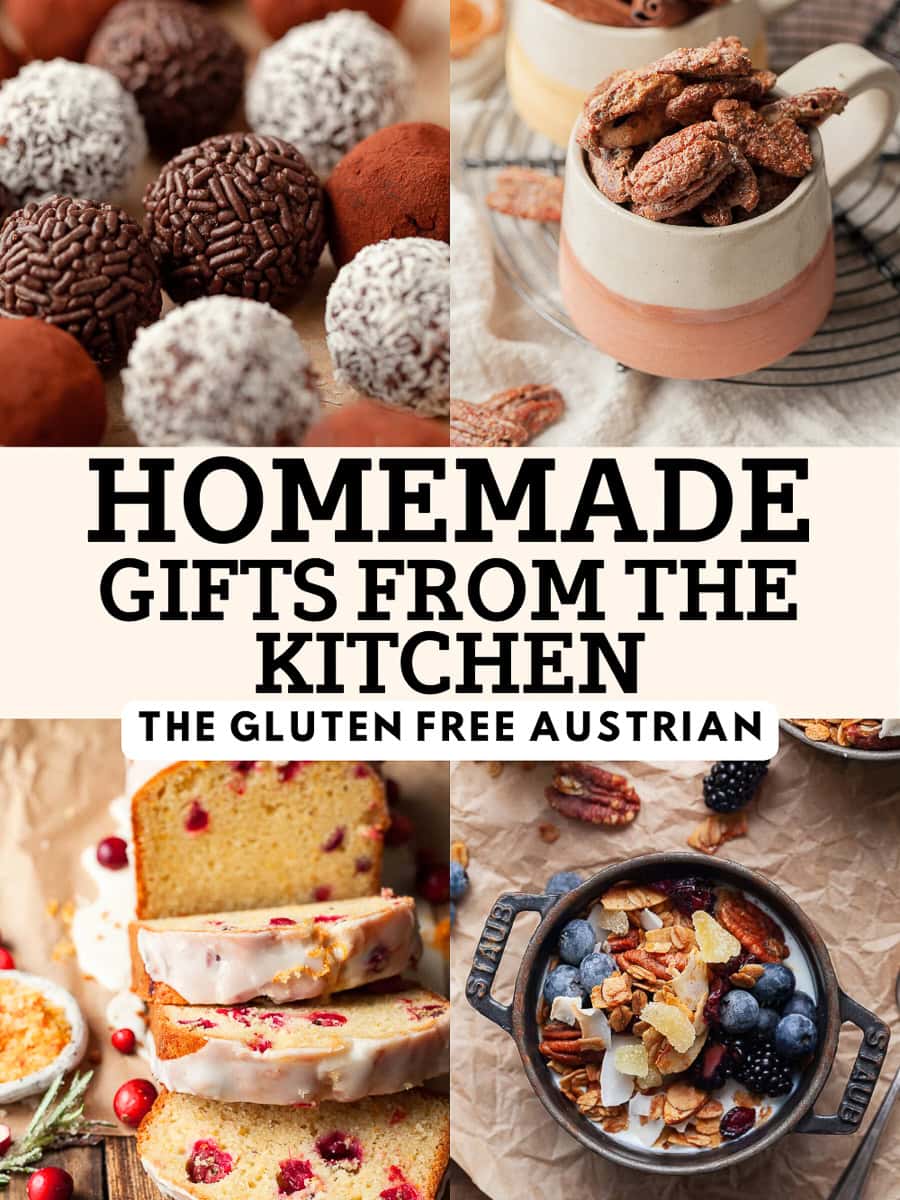 Looking for homemade gifts this Christmas? These gluten free recipes - including fudge sauce, spiced nuts, gingerbread granola, and dog treats - are simple to make, festive, and perfect for friends, family, and neighbors.
