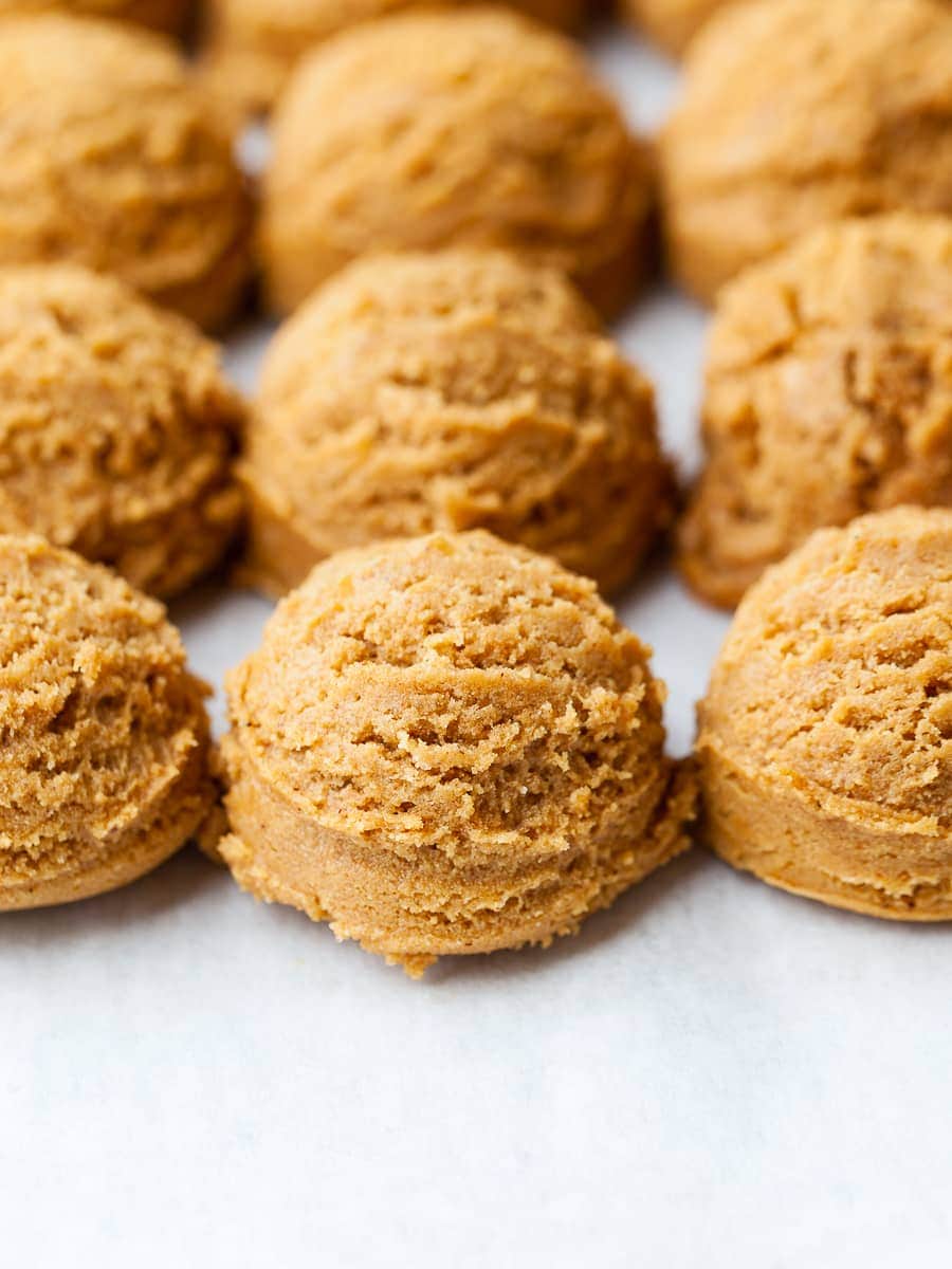scooped gluten free gingersnap cookie dough