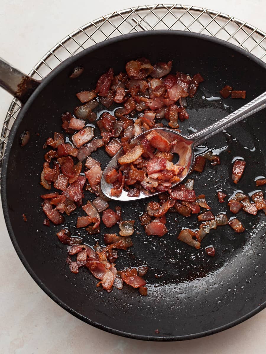 fried bacon in a pan