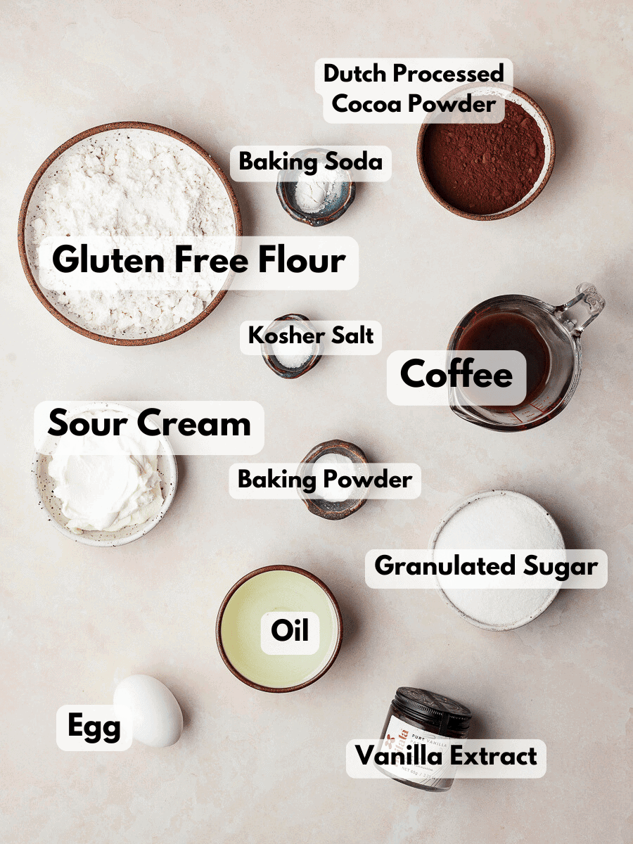 a collage of ingredients needed to make a chocolate snack cake