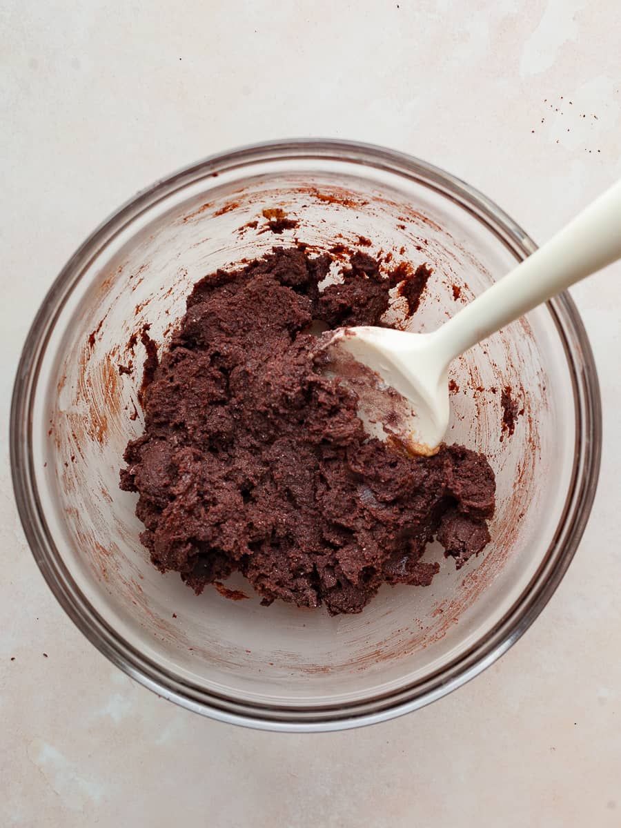 dough for small batch double chocolate cookies