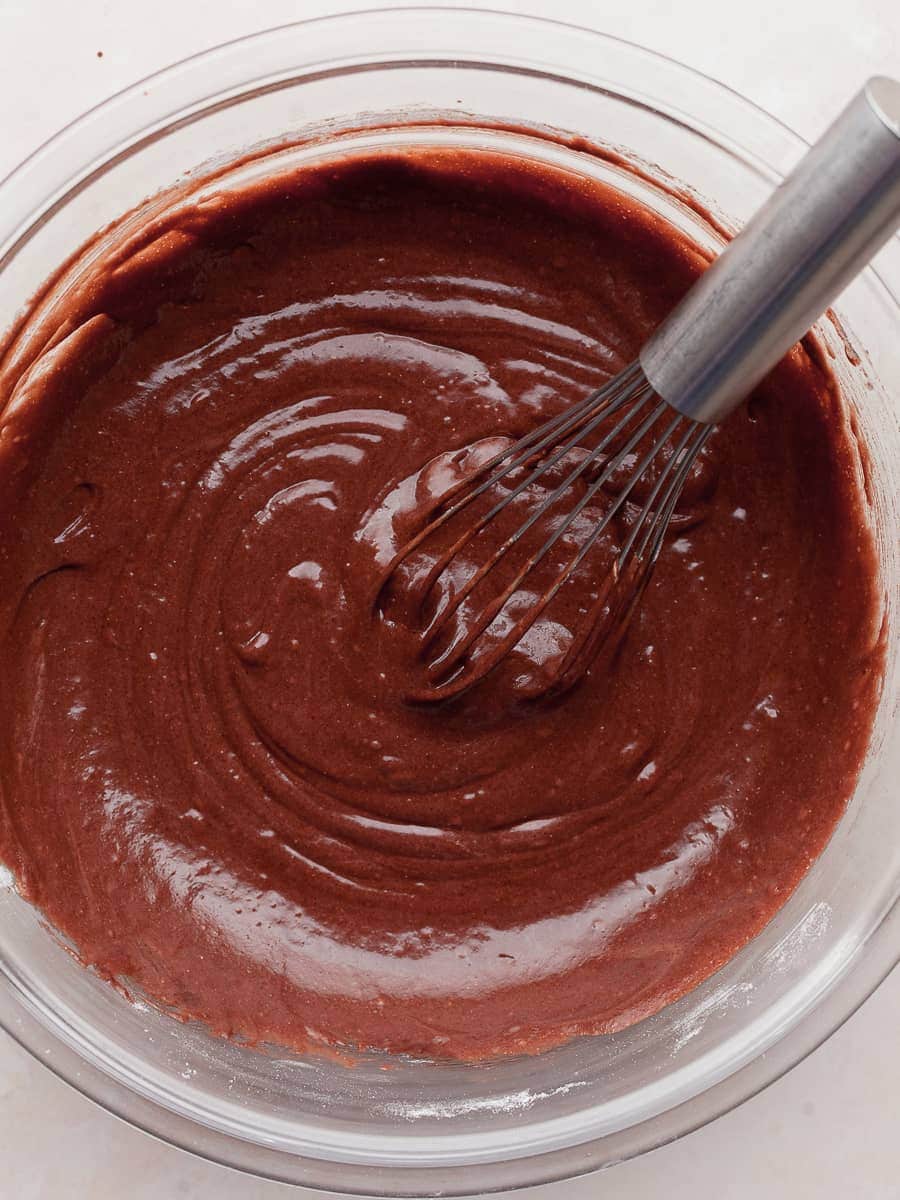 cake batter for a chocolate snack cake