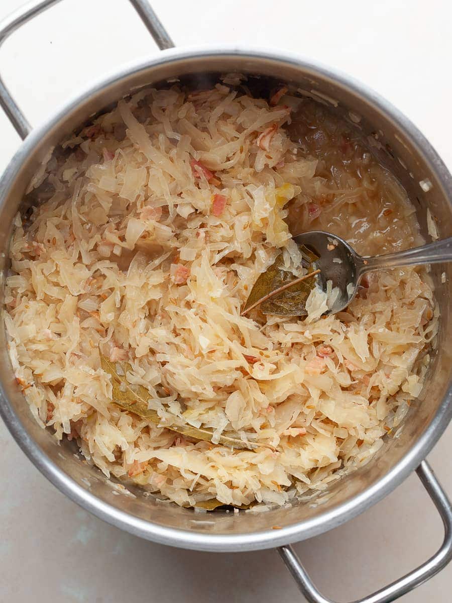 cooked sauerkraut in a pot