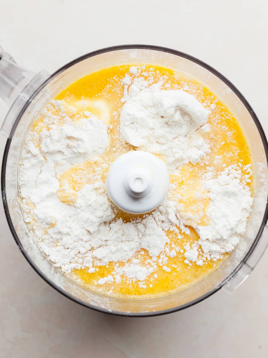 ingredients for fresh gluten free pasta in the food processor