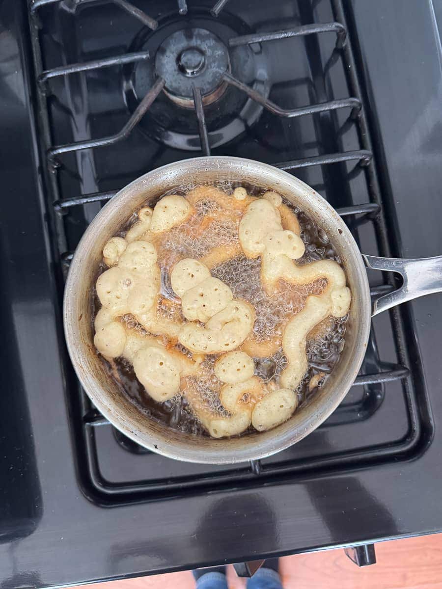 frying a gluten free funnel cake