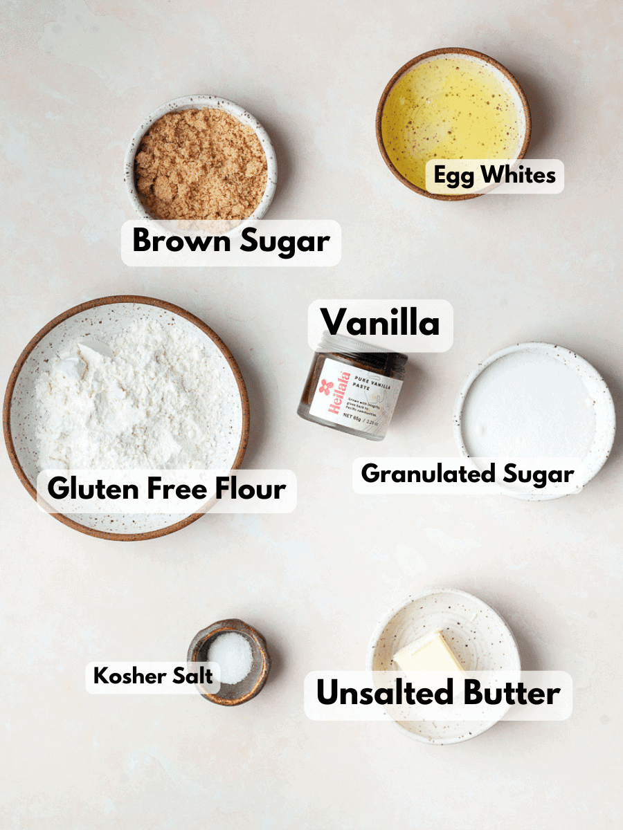 a collage of ingredients needed to make gluten free waffle cones