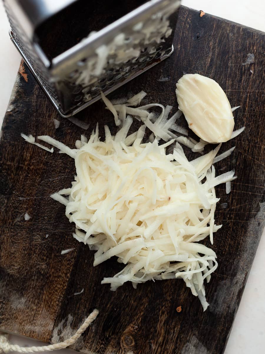 grated potatoes with a box grater