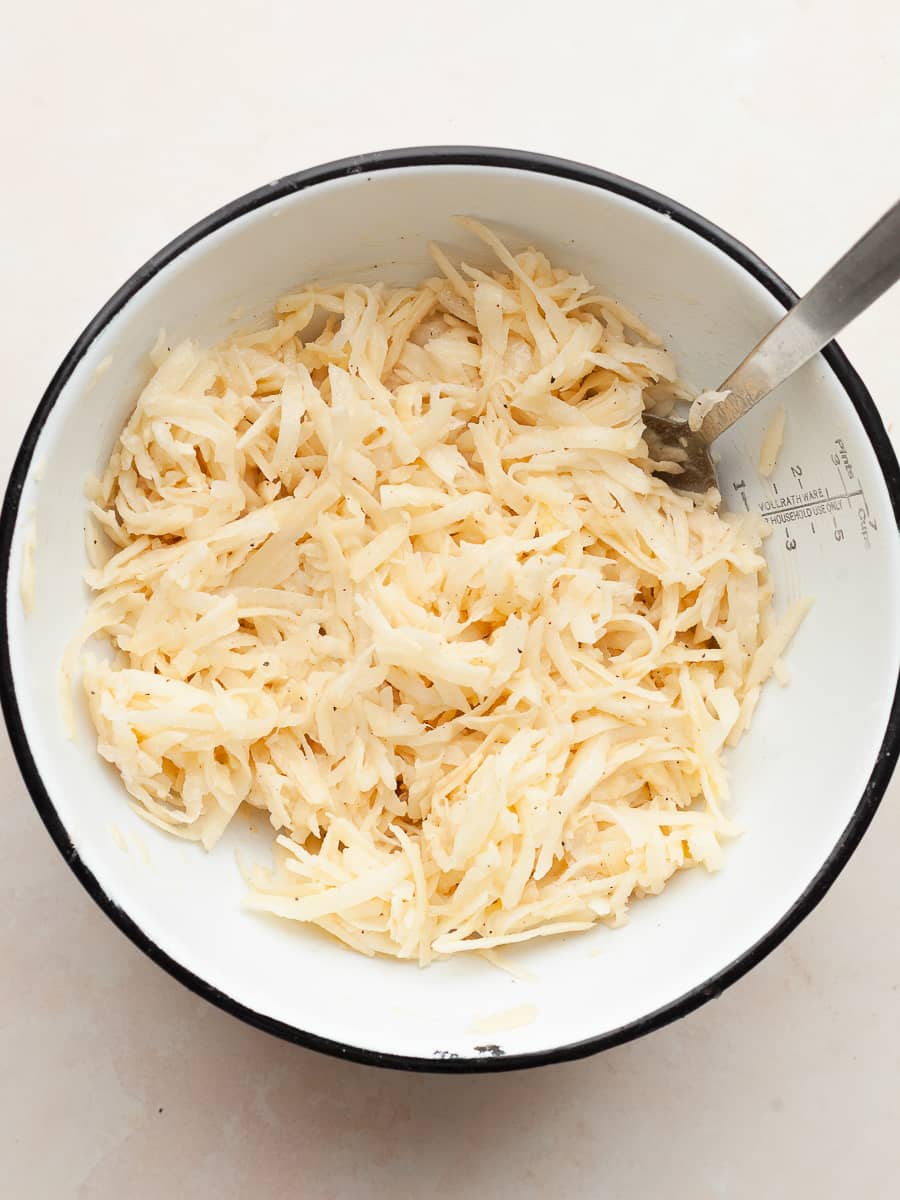 kartoffelpuffer mixture in a bowl