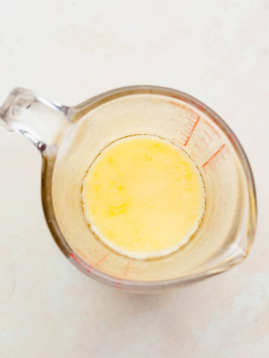 melted butter in a measuring cup