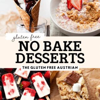 Gluten free no bake desserts perfect for potlucks, BBQs, and easy entertaining. Includes pudding, frozen treats, and Rice Krispie treats.